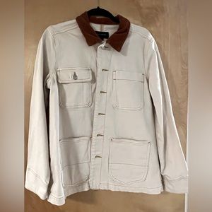 Free assembly cream denim jacket with corduroy collar